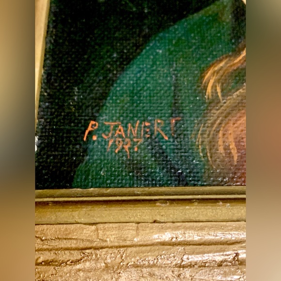 1937 Vintage Paul Janert Artist Signed Framed Oil Painting of Young Girl - Picture 10 of 16